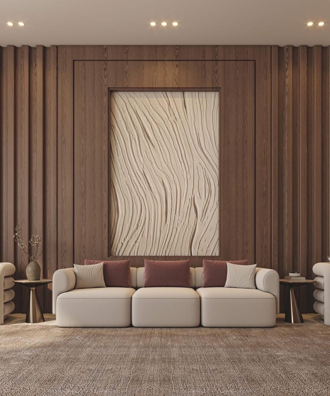 ديكور فيلا فاخر بألوان محايدة ولمسات خشبية — تصميم رقم 20